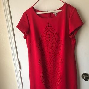 Red Dress with Cap Sleeves and cutout